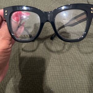 Gucci Black Square Acetate Eyeglasses with Gold Logo